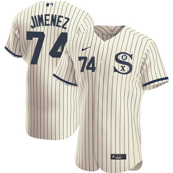 Men Chicago White Sox 74 Jimenez Cream stripe Dream version Elite Nike 2021 MLB Jerseys